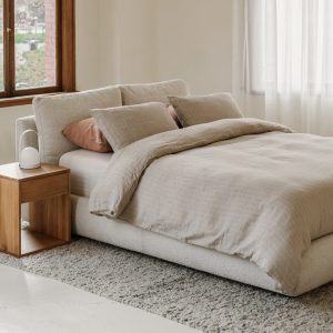 Home cloud bed, queen, cream boucle