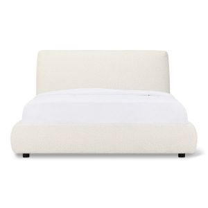dream storage bed, full, cream boucle