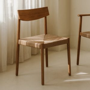 dinner guest armless dining chair (set of two), white oak/ natural papercord seat