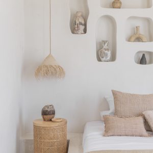uma rattan side table