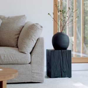 amalfi stool, burned pine