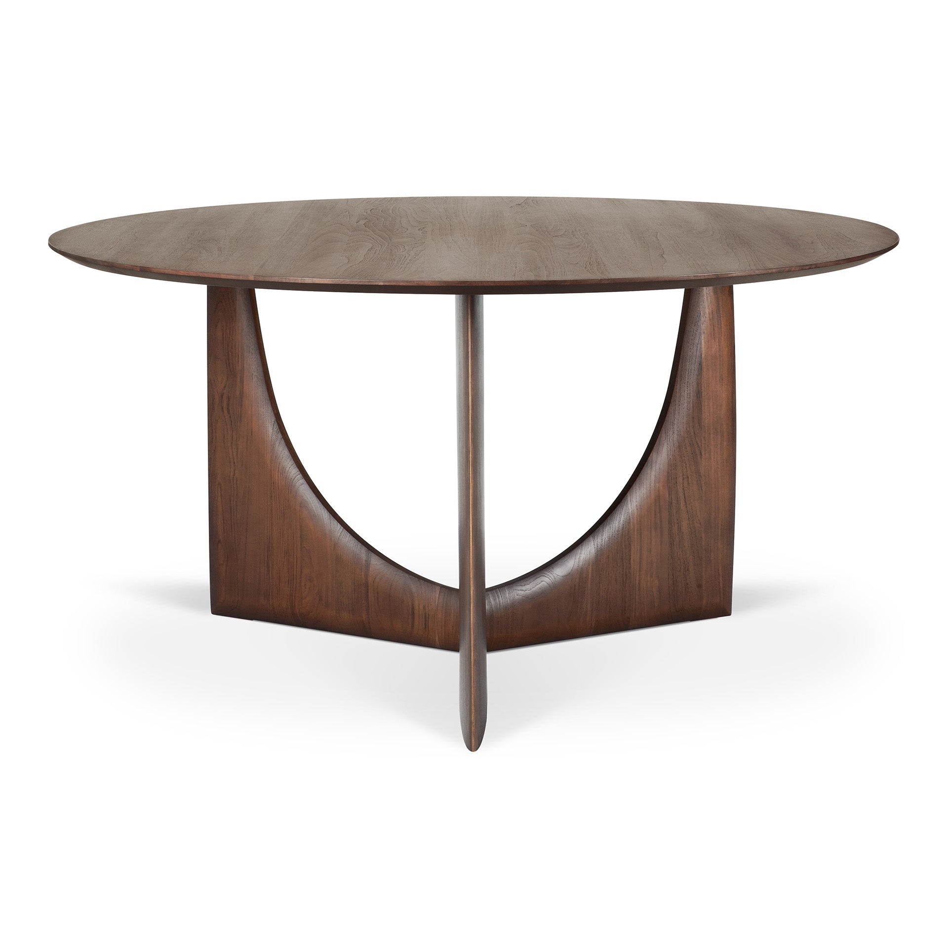 geometric dining table brown teak