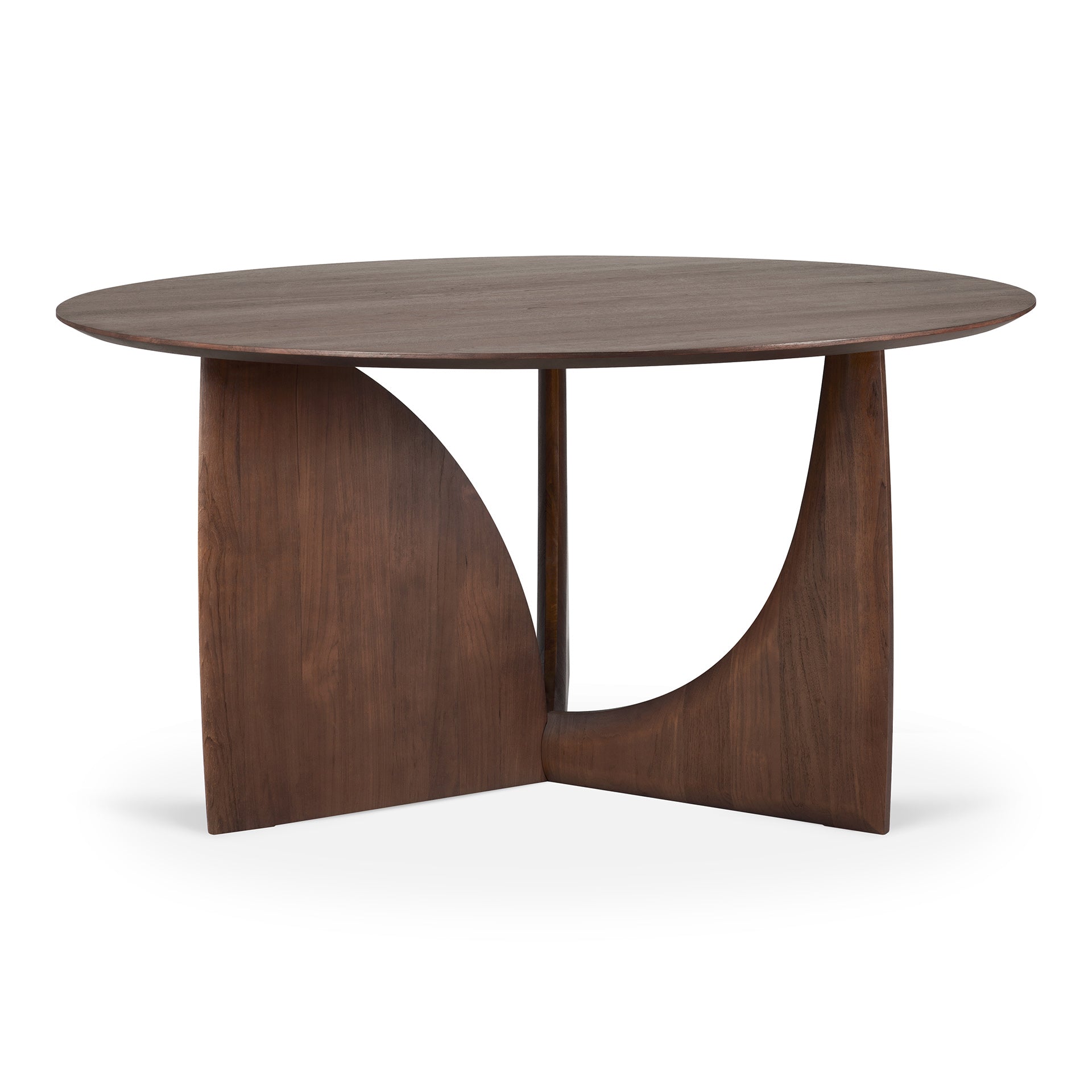 geometric dining table brown teak