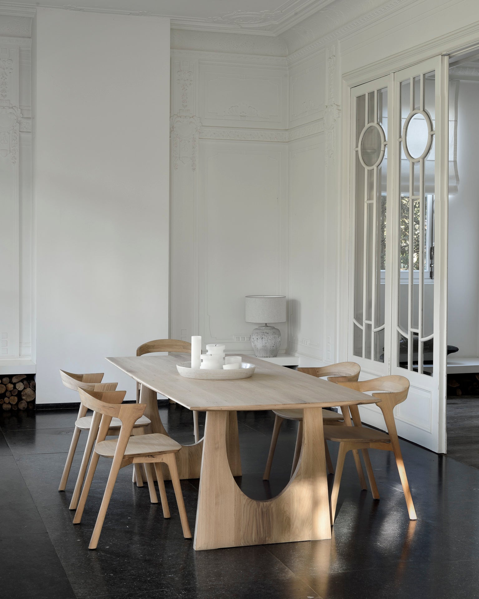geometric dining table oak
