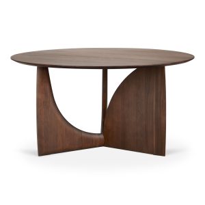 geometric dining table brown teak