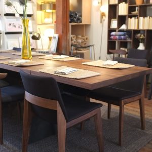 hinge extension dining table black walnut