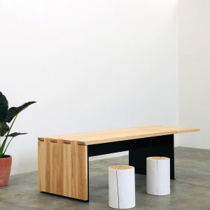 hinge extension dining table white ash